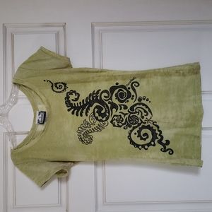 Manuhealii Medium Round Neck Short Sleeve Print Green T-Shirt